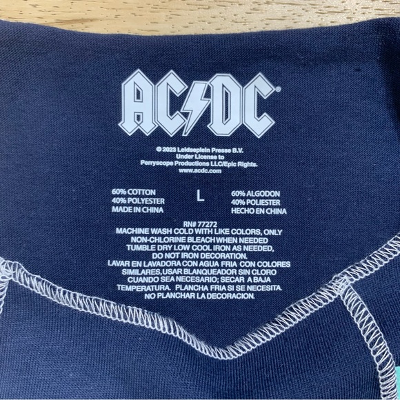 AC/DC Women's Blow Up Your Video Graphic Cropped Tank Top Blue Size L - Picture 2 of 5